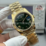 PPM Factory Counterweight Rolex Day-Date 228238-0069 40mm Full Yellow Gold Roman Number Green ombré Dial  Brand : Rolex