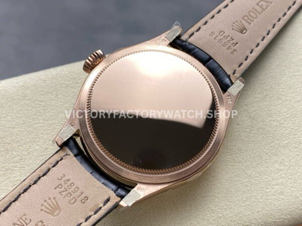 R+ Factory Counterweight Rolex Cellini Moonphase 50535-0002 39mm Rose Gold Black Leather Strap White Dial