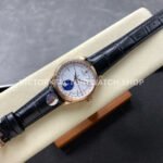 R+ Factory Counterweight Rolex Cellini Moonphase 50535-0002 39mm Rose Gold Black Leather Strap White Dial