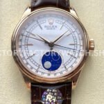 Rolex Cellini 50535 rose gold black dial replica moonphase