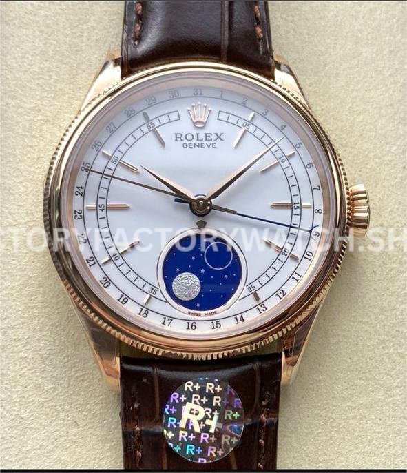 Rolex Cellini 50535 rose gold black dial replica moonphase