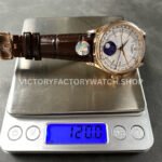 R+ Factory Counterweight Rolex Cellini Moonphase 50535-0002 39mm Rose Gold Brown Leather Strap White Dial