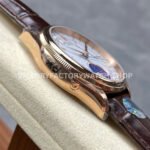 R+ Factory Counterweight Rolex Cellini Moonphase 50535-0002 39mm Rose Gold Brown Leather Strap White Dial
