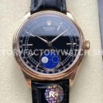 Rolex Cellini 50535 rose gold black dial replica moonphase