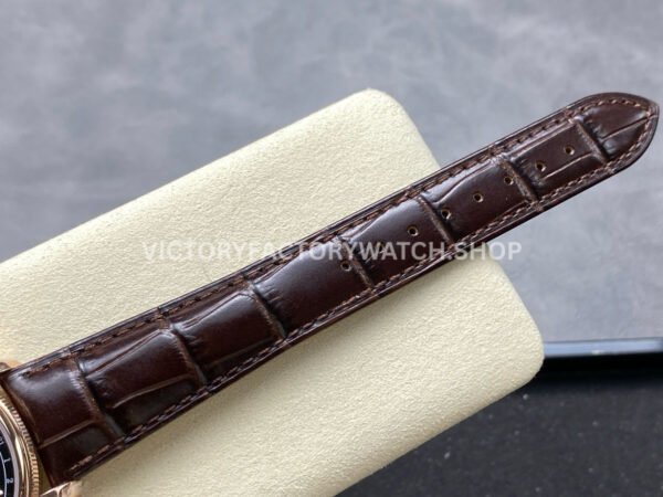 R+ Factory Counterweight Rolex Cellini Moonphase 50535 39mm Rose Gold Brown Leather Strap Black Dial