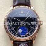 Cellini 50535 rose gold brown strap black dial replica