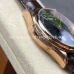 R+ Factory Counterweight Rolex Cellini Moonphase 50535 39mm Rose Gold Brown Leather Strap Black Dial