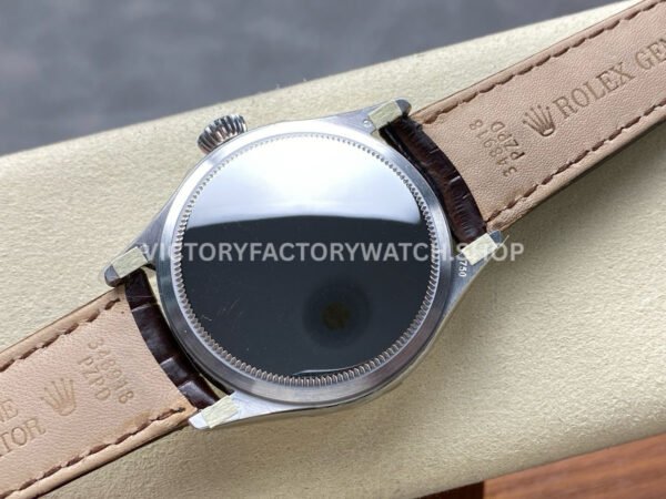 R+ Factory Counterweight Rolex Cellini Moonphase 50535 39mm White Gold Brown Leather Strap White Dial