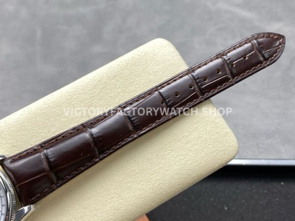 R+ Factory Counterweight Rolex Cellini Moonphase 50535 39mm White Gold Brown Leather Strap White Dial