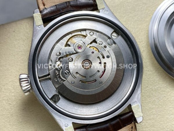 R+ Factory Counterweight Rolex Cellini Moonphase 50535 39mm White Gold Brown Leather Strap White Dial