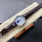 R+ Factory Counterweight Rolex Cellini Moonphase 50535 39mm White Gold Brown Leather Strap White Dial
