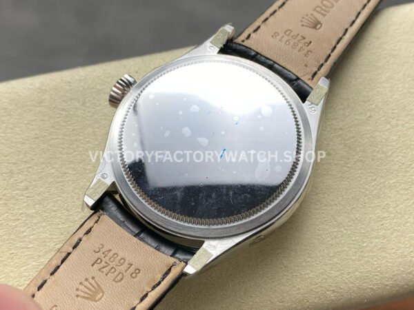 R+ Factory Counterweight Rolex Cellini Moonphase 50535 39mm White Gold Black Leather Strap Black Dial