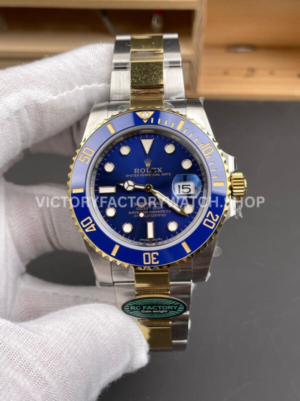 RC Factory Counterweight Rolex Submariner 116613LB 40mm Half Yellow Gold Blue Dial