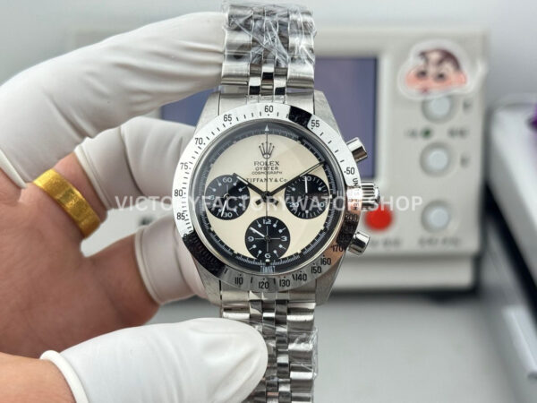 SN Factory Rolex Daytona Tiffany & Co 37mm Full Steel White Dial (2) SN Daytona tiffany white dial