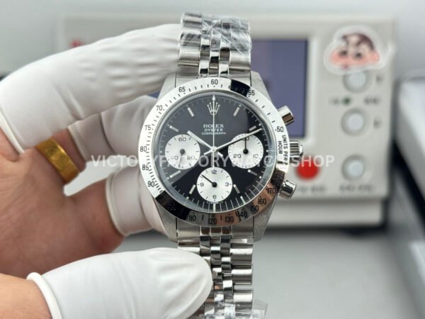 SN Factory Rolex Daytona Vintage 6265 37mm Full Steel Black Dial (6) SN Daytona 6265 black dial