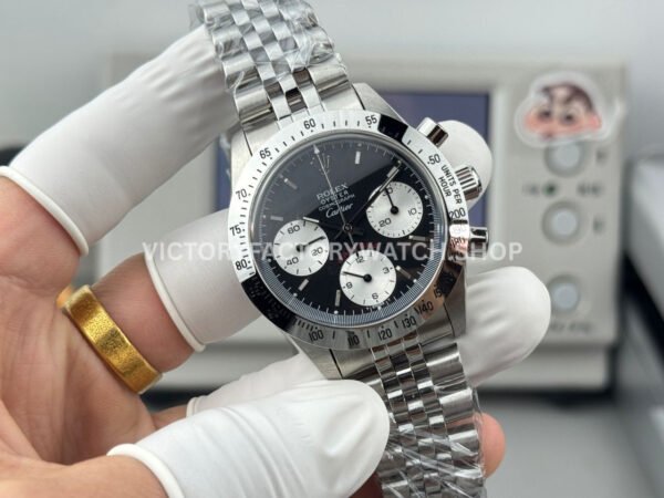 SN Factory Rolex Daytona Vintage Cartier 37mm Full Steel Black Dial