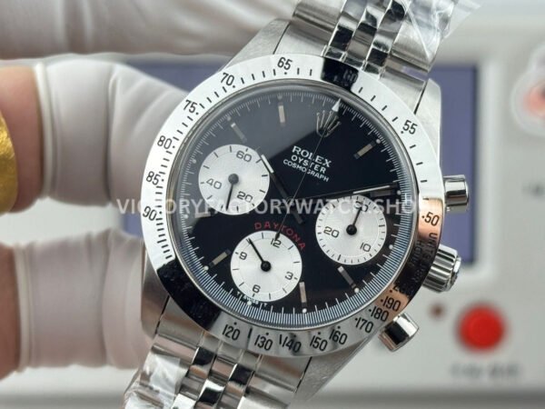 SN Factory Rolex Daytona Vintage Small Red 6265 37mm Full Steel Black Dial