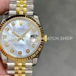 GS Factory Rolex Datejust 278273 white mother of pearl diamond dial 31mm half yellow gold Jubilee