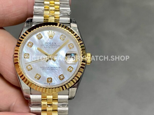 GS Factory Rolex Datejust 278273 white mother of pearl diamond dial 31mm half yellow gold Jubilee