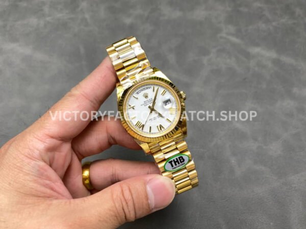 THB Factory Counterweight Rolex Day-Date 228238-0042 40mm Full Yellow Gold Roman Numerals White Dial