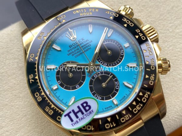 THB Factory Rolex Daytona 126518LN-0014 40mm Yellow Gold Oysterflex Tiffany Blue Dial