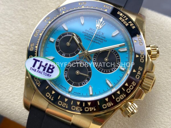 THB Factory Rolex Daytona 126518LN-0014 40mm Yellow Gold Oysterflex Tiffany Blue Dial
