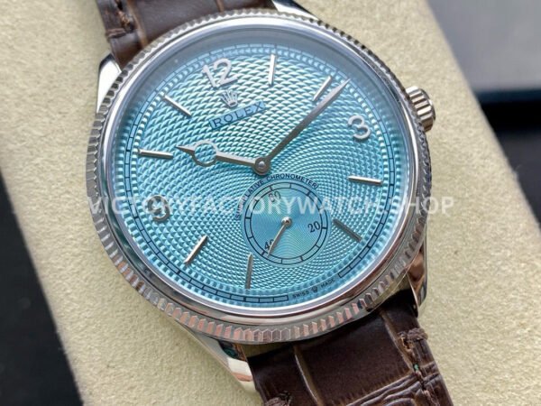 TW Factory Rolex 1908 52506-0002 39mm Platinum Leather Strap Arabic Numerals Ice Blue Dial