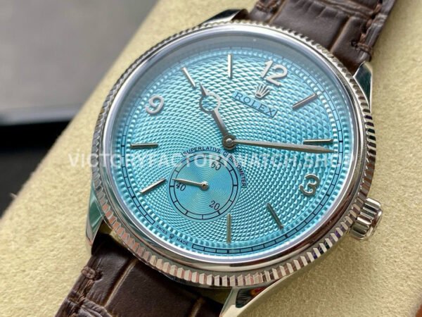 TW Factory Rolex 1908 52506-0002 39mm Platinum Leather Strap Arabic Numerals Ice Blue Dial