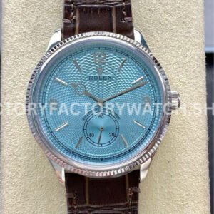 TW Factory Rolex 1908 52506-0002 39mm Platinum Leather Strap Arabic Numerals Ice Blue Dial