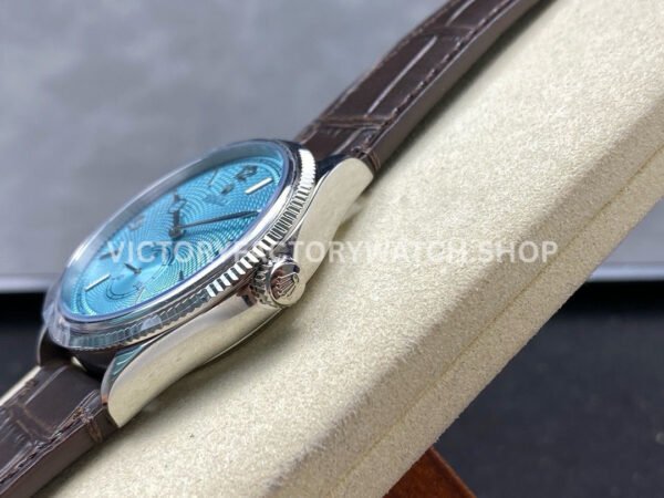 TW Factory Rolex 1908 52506-0002 39mm Platinum Leather Strap Arabic Numerals Ice Blue Dial