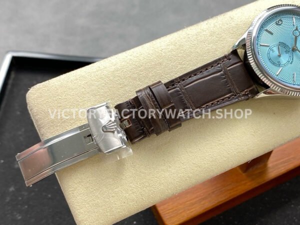 TW Factory Rolex 1908 52506-0002 39mm Platinum Leather Strap Arabic Numerals Ice Blue Dial