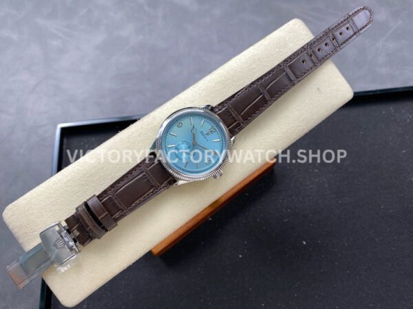 TW Factory Rolex 1908 52506-0002 39mm Platinum Leather Strap Arabic Numerals Ice Blue Dial