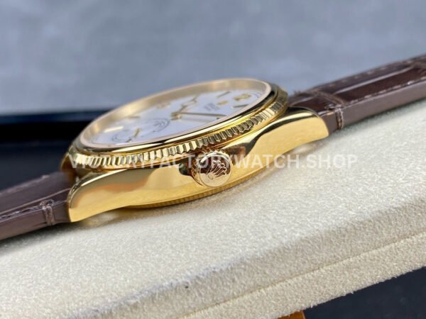 TW Factory Rolex 1908 52508-0002 39mm Yellow Gold Leather Strap Arabic Numerals White Dial