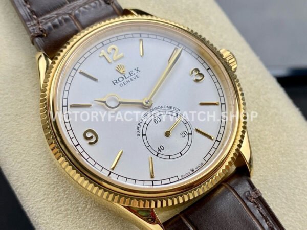 TW Factory Rolex 1908 52508-0002 39mm Yellow Gold Leather Strap Arabic Numerals White Dial