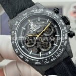 TW Factory Rolex Daytona 116500 40mm Black Carbon Fiber Black Canvas Strap Skeleton Dial