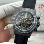 TW Factory Rolex Daytona 116500 40mm Black Carbon Fiber Black Canvas Strap Skeleton Dial