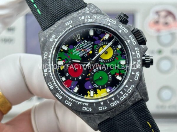 TW Factory Rolex Daytona 116500 40mm Carbon Fiber Black Canvas Strap Black Dial