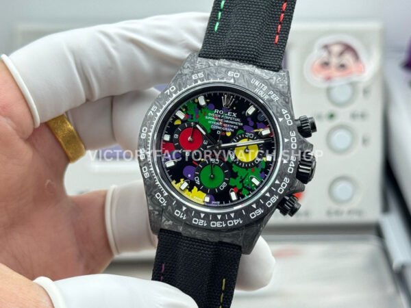 TW Factory Rolex Daytona 116500 40mm Carbon Fiber Black Canvas Strap Black Dial