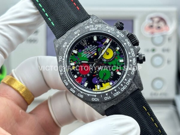 TW Factory Rolex Daytona 116500 40mm Carbon Fiber Black Canvas Strap Black Dial