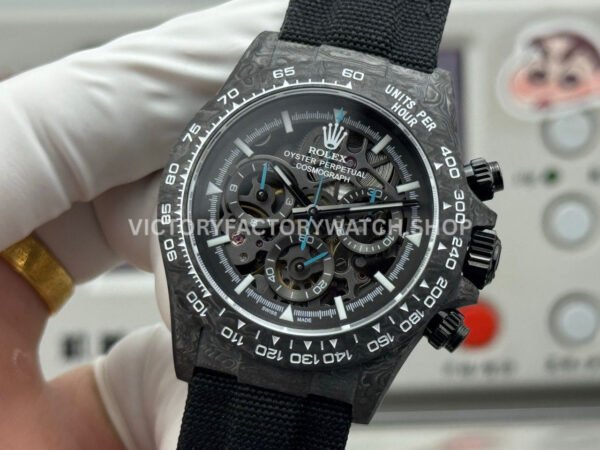 TW Factory Rolex Daytona 116500 40mm Carbon Fiber Black Canvas Strap Skeleton Dial