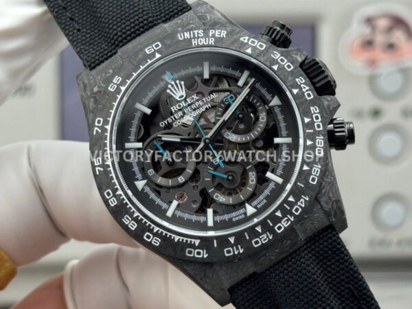 TW Factory Rolex Daytona 116500 40mm Carbon Fiber Black Canvas Strap Skeleton Dial