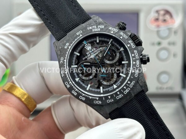 TW Factory Rolex Daytona 116500 40mm Carbon Fiber Black Canvas Strap Skeleton Dial
