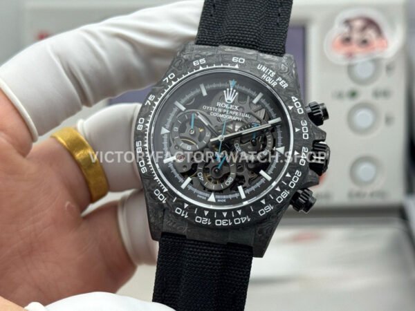 TW Factory Rolex Daytona 116500 40mm Carbon Fiber Black Canvas Strap Skeleton Dial