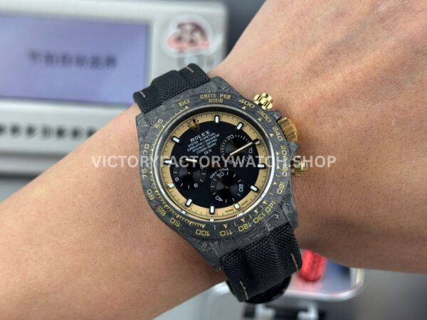 TW Factory Rolex Daytona 116500 40mm Carbon Fiber Black Canvas Strap Yellow Black Dial