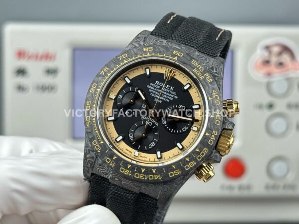 TW Factory Rolex Daytona 116500 40mm Carbon Fiber Black Canvas Strap Yellow Black Dial