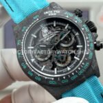 TW Factory Rolex Daytona 116500 40mm Carbon Fiber Light Blue Canvas Strap Skeleton Dial