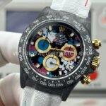 TW Factory Rolex Daytona 116500 40mm Carbon Fiber White Canvas Strap Black Dial