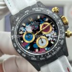 TW Factory Rolex Daytona 116500 40mm Carbon Fiber White Canvas Strap Black Dial