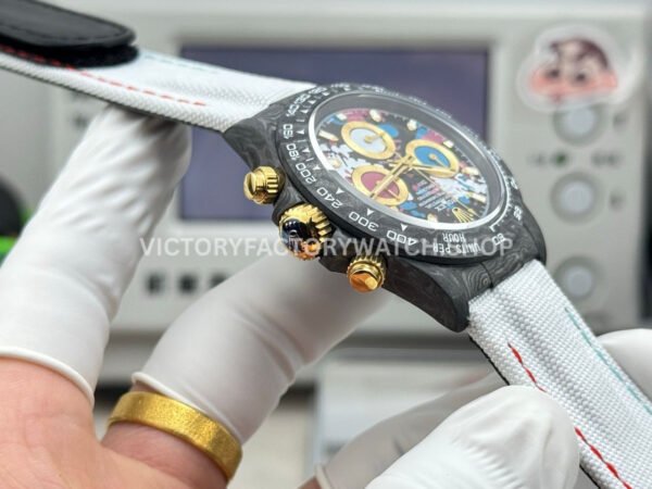 TW Factory Rolex Daytona 116500 40mm Carbon Fiber White Canvas Strap Black Dial