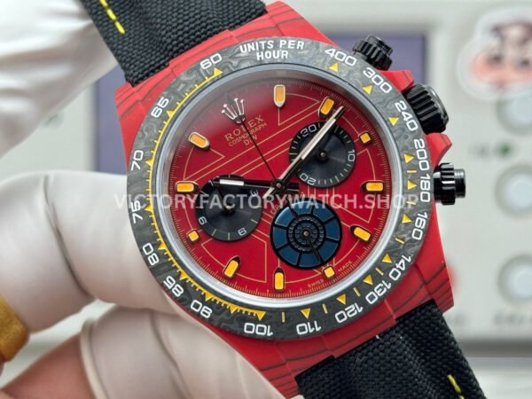 TW Factory Rolex Daytona 116500 40mm Red Carbon Fiber Black Canvas Strap Red Dial
